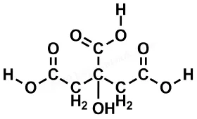 クエン酸の構造式（簡略化していないもの）