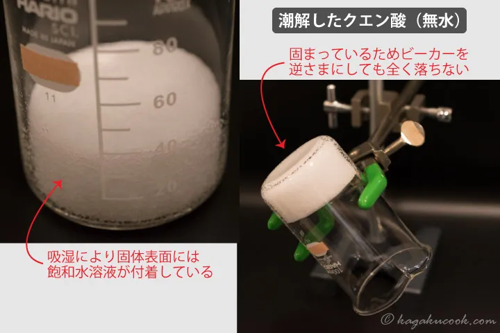 1ヶ月間かけて潮解させたクエン酸（無水）